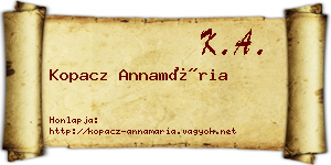 Kopacz Annamária névjegykártya