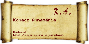 Kopacz Annamária névjegykártya